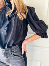 Midnight Muse Ruffle Blouse
