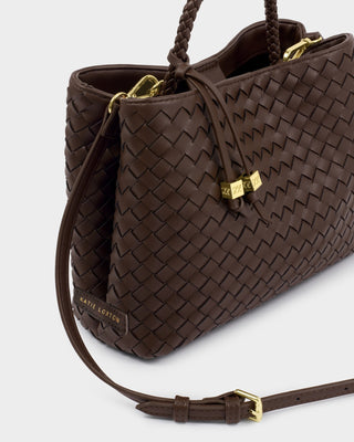 Nova Hand Woven Top Handle Chocolate with by Katie Loxton