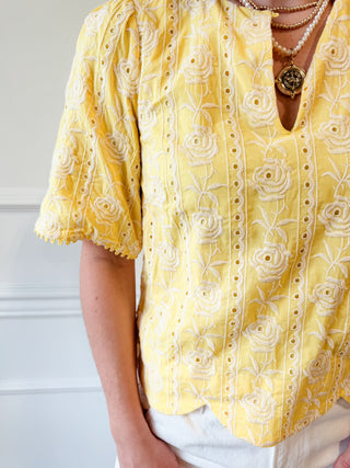 Eleanor Yellow Scallop Top by Adelyn Rae