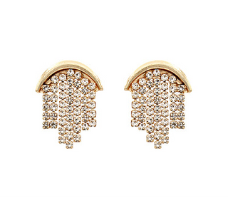 Arch & Rhinestone Chain Tassel Earrings