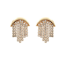 Arch & Rhinestone Chain Tassel Earrings