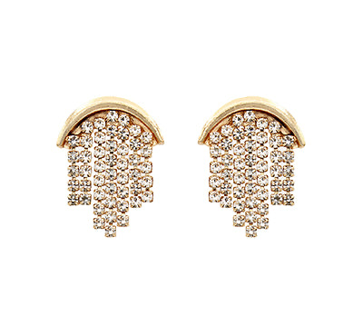 Arch & Rhinestone Chain Tassel Earrings