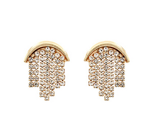 Arch & Rhinestone Chain Tassel Earrings