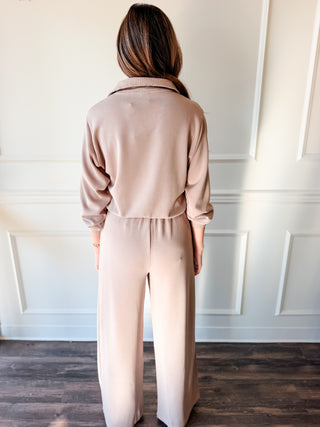 The Sunday Edit Taupe Half-Zip Lounge Set