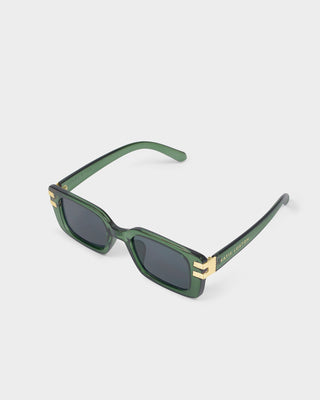 Malibu Rectangle Sunglasses Transparent Green by Katie Loxton