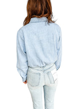 Chambray Tie Front Button Up by Elan