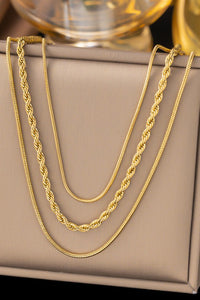 Snake/Rope Triple Chain Layered Necklace