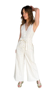 Kennedy Gold Stripe Linen Romper