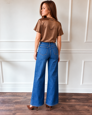 Demi Bronze Satin Top by Current Air