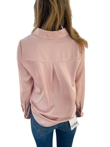 Danica Dusty Pink Satin Button Up