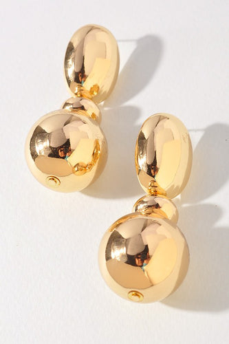 Polished Metallic Ball Drop Earrings