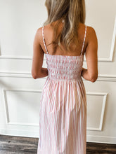 Bianca Shirred Bodice Dress in Ruby Stripe by Pistola
