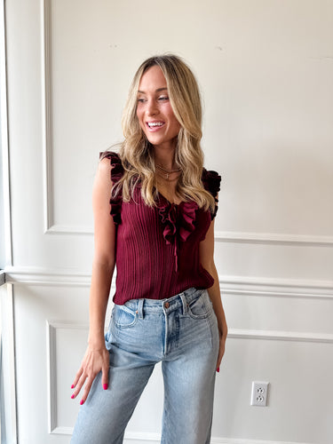 Nataly Ruffle Sweater by Steve Madden
