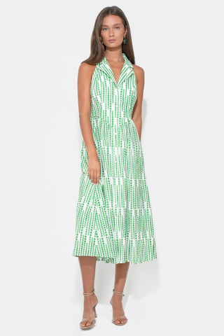Ruby Halter Green Embroidered Midi Dress by Adelyn Rae