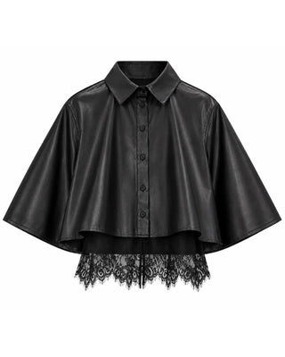 Nick Faux Leather Lace Button Down