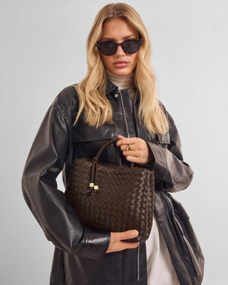 Nova Hand Woven Top Handle Chocolate with by Katie Loxton