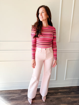 Pistola Larsen Relaxed Flare Jean in Blush