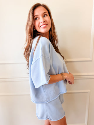 Blue Raspberry Raw-Edge Lounge Set
