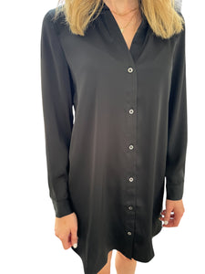 Shiney Nights Black Button Up Shirt Dress by Current Air