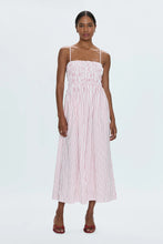 Bianca Shirred Bodice Dress in Ruby Stripe by Pistola