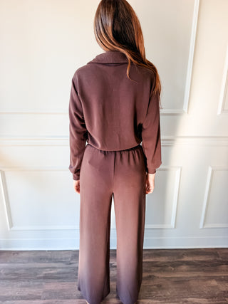 The Sunday Edit Chocolate Half-Zip Lounge Set