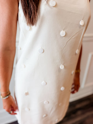 Lucy Paris Matiara Pearl Sequin Linen Mini Dress - Ivory (Copy)