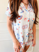 Happy 4th Blue Pajama Short Set by Imbali Charleston