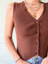 Coffeehouse Ribbed Button Tank