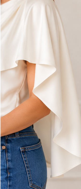 Fiona Ivory Cape Satin Top