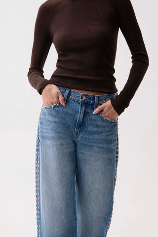 Lexi Studded Mid Rise Bowed Straight by Pistola