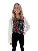 Shirt of Many Colors Embroidered Patchwork Blouse