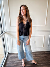 Midnight Lace Black Button Blouse