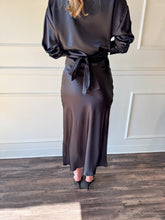 Noir Satin Midi Skirt