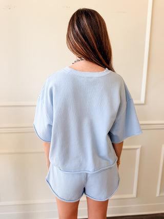 Blue Raspberry Raw-Edge Lounge Set
