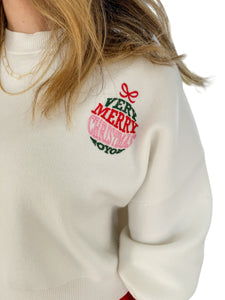 Very Merry Christmas Embroidered Sweater