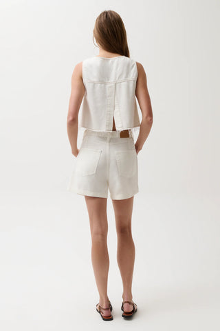 Kimora High Rise Linen Short -Egret by Pistola