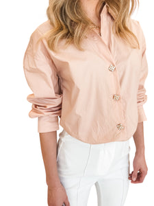 Rihanna Rhinestone Oversized Button Up