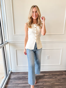 Polished Ease Cream Knit Top