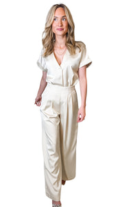 Giana Wide Leg Pant in Cream