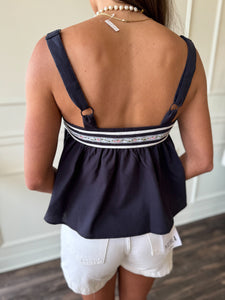 Strawberry Fields Navy Babydoll Tank