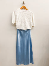 Simply Sleek Blue Satin Midi Skirt