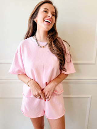 Strawberry Sugar Cotton Candy Lounge Set - Chic Pink 2-Piece