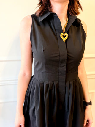The Sinclair Button-Front Midi Dress – Black