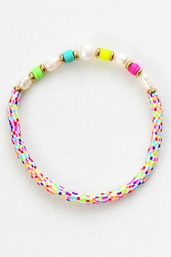 Multicolored Disc Bead Pearl Bracelet