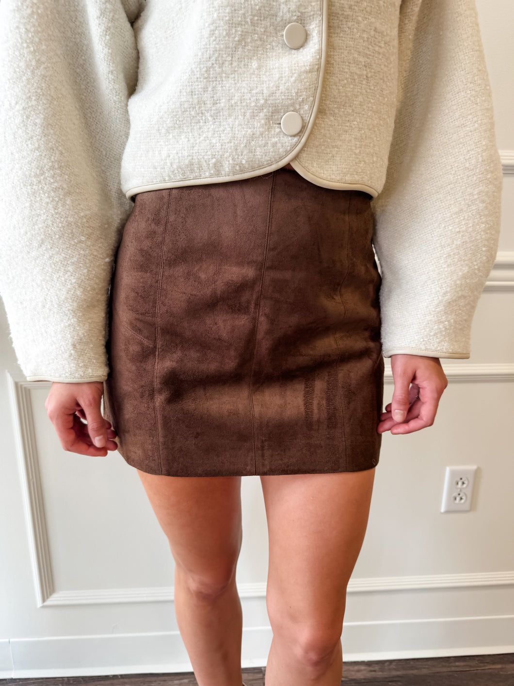 Autumn Luxe Espresso Suede Skirt