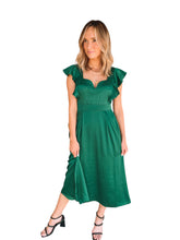 Diana Green Flutter Sleeve Dress