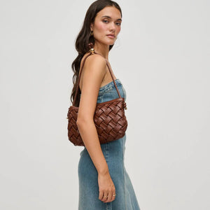 Regina Chocolate Woven Shoulder Bag