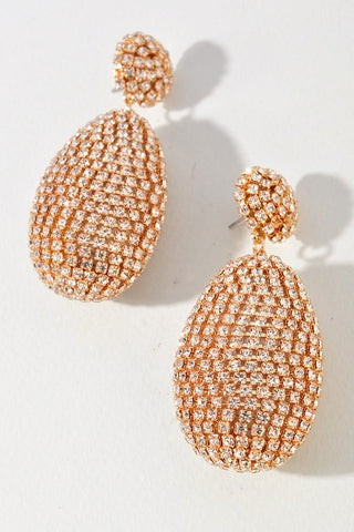 Round Oval Rhinestone Dangle Eearting