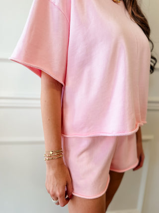 Strawberry Sugar Cotton Candy Lounge Set - Chic Pink 2-Piece