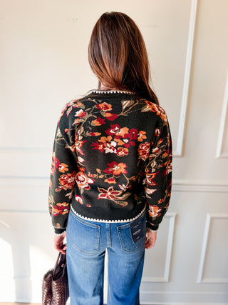 Willa Forest Floral Knit Cardigan